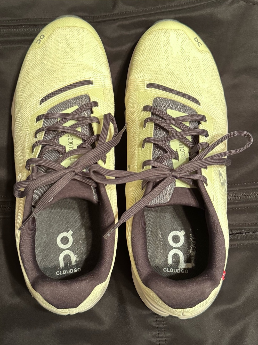 On Running Men's Athletic Sneakers in Pale Yellow/Green with Dark Gray Accents